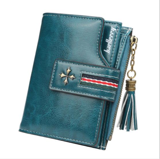 Women's Vintage PU Leather Wallet Tassel Short Purse Coin Bag