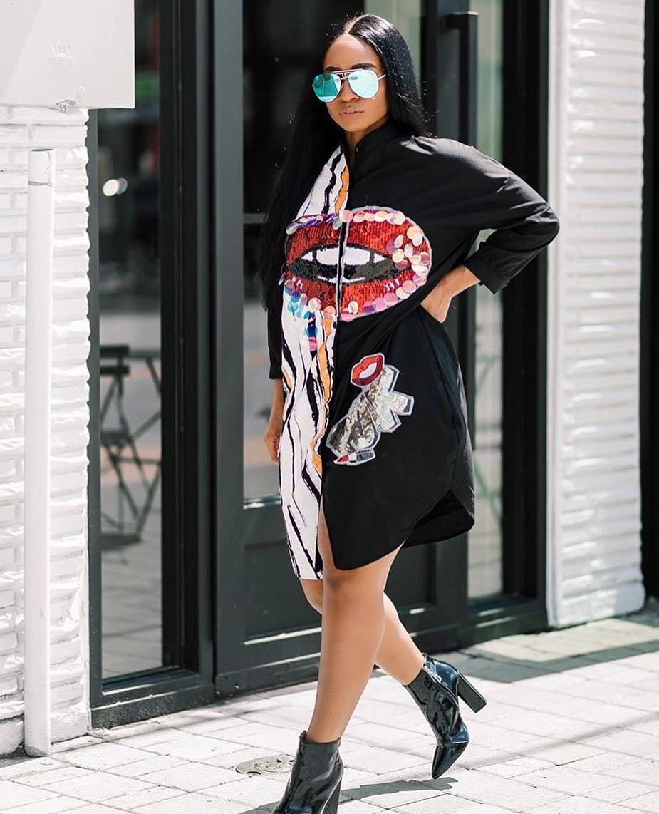 Women Long sleeve Lip sequin Shirt Dress Office Lady business Dress Streetwear Dress Clubwear