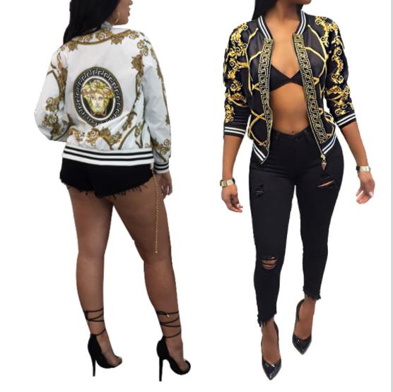 Women Digital Printed Short Coat Thin Jacket