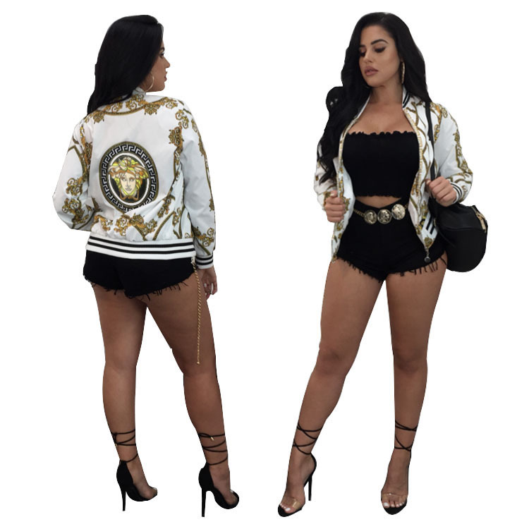 Women Digital Printed Short Coat Thin Jacket