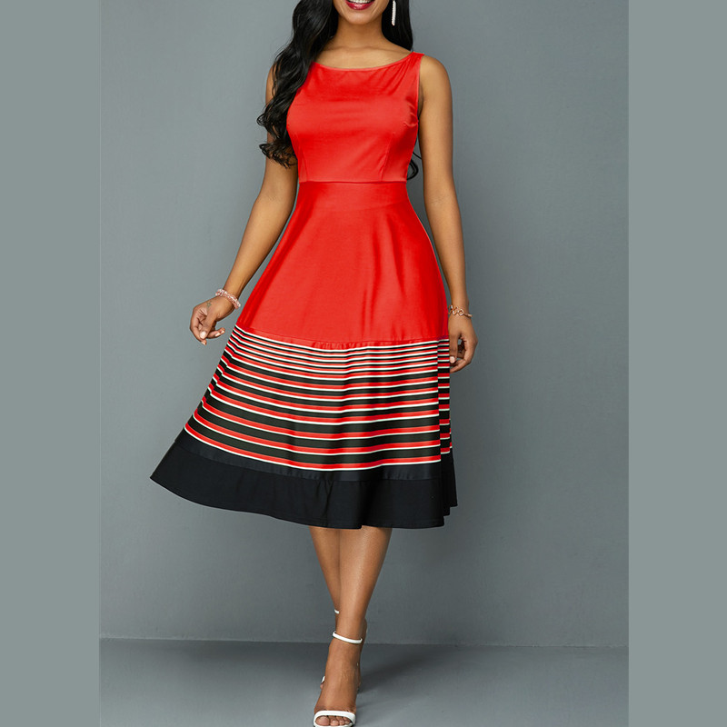 New Women's Fashion Dresses Sexy Elegant Colorful Dress Sleeveless Strap A Line Dress High Quality