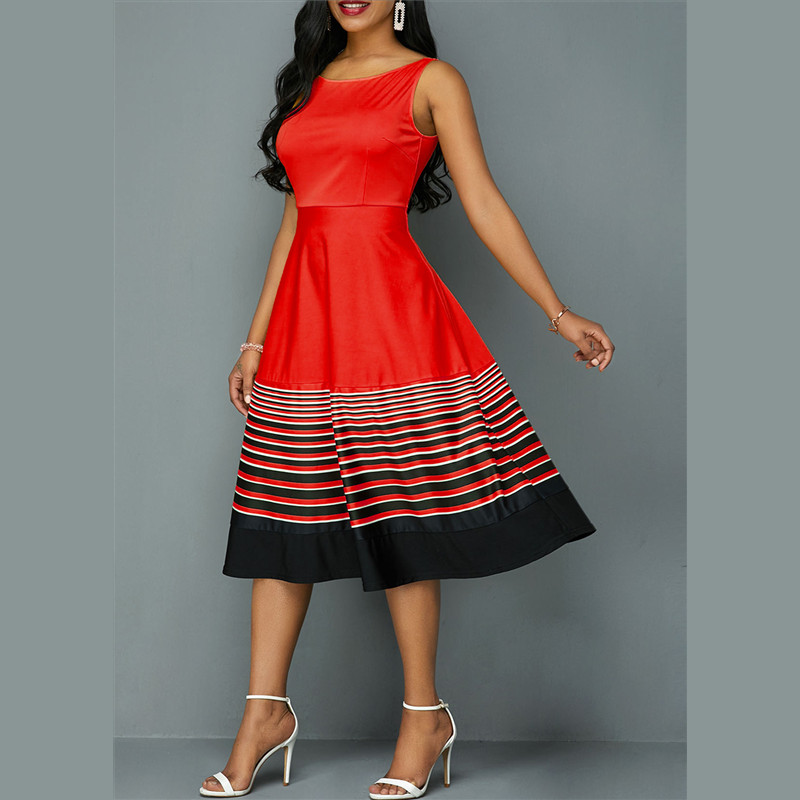 New Women's Fashion Dresses Sexy Elegant Colorful Dress Sleeveless Strap A Line Dress High Quality