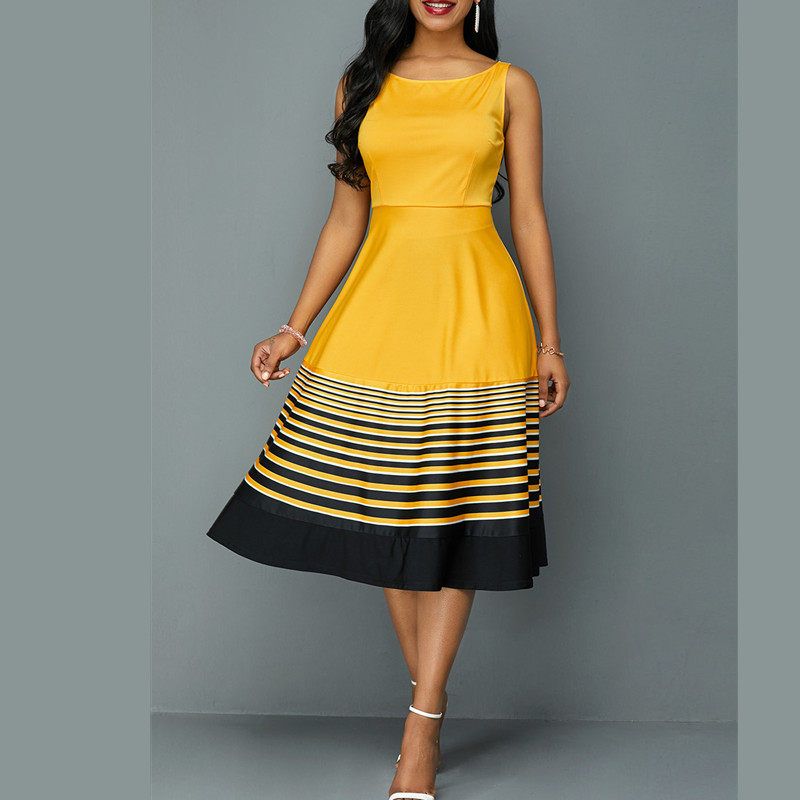 New Women's Fashion Dresses Sexy Elegant Colorful Dress Sleeveless Strap A Line Dress High Quality
