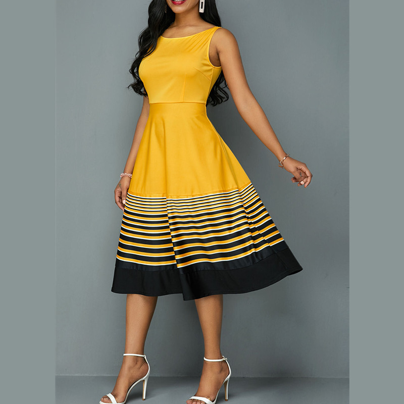 New Women's Fashion Dresses Sexy Elegant Colorful Dress Sleeveless Strap A Line Dress High Quality