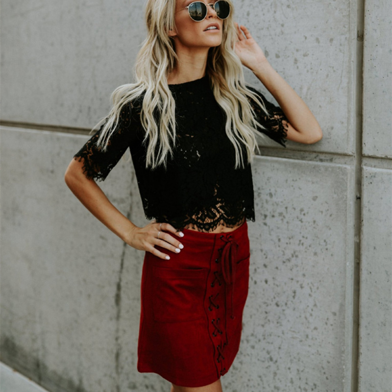 Hot Sell New Plus-Size Ladies Tops Short Sleeve Lace Short Undercoat Blouse Sexy Fashion Streetwear