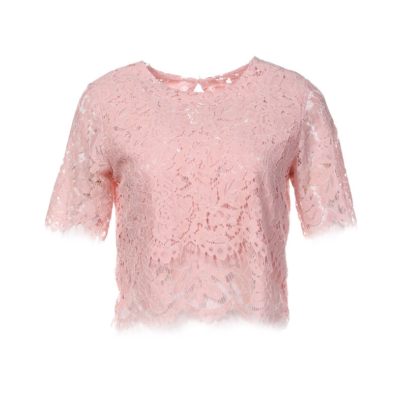 Hot Sell New Plus-Size Ladies Tops Short Sleeve Lace Short Undercoat Blouse Sexy Fashion Streetwear