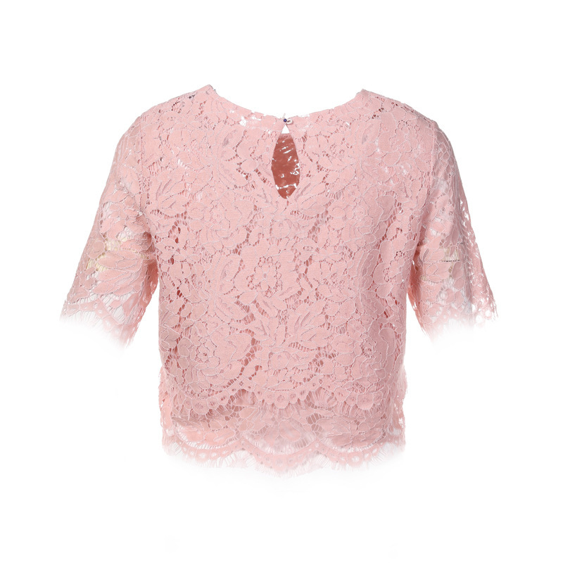 Hot Sell New Plus-Size Ladies Tops Short Sleeve Lace Short Undercoat Blouse Sexy Fashion Streetwear
