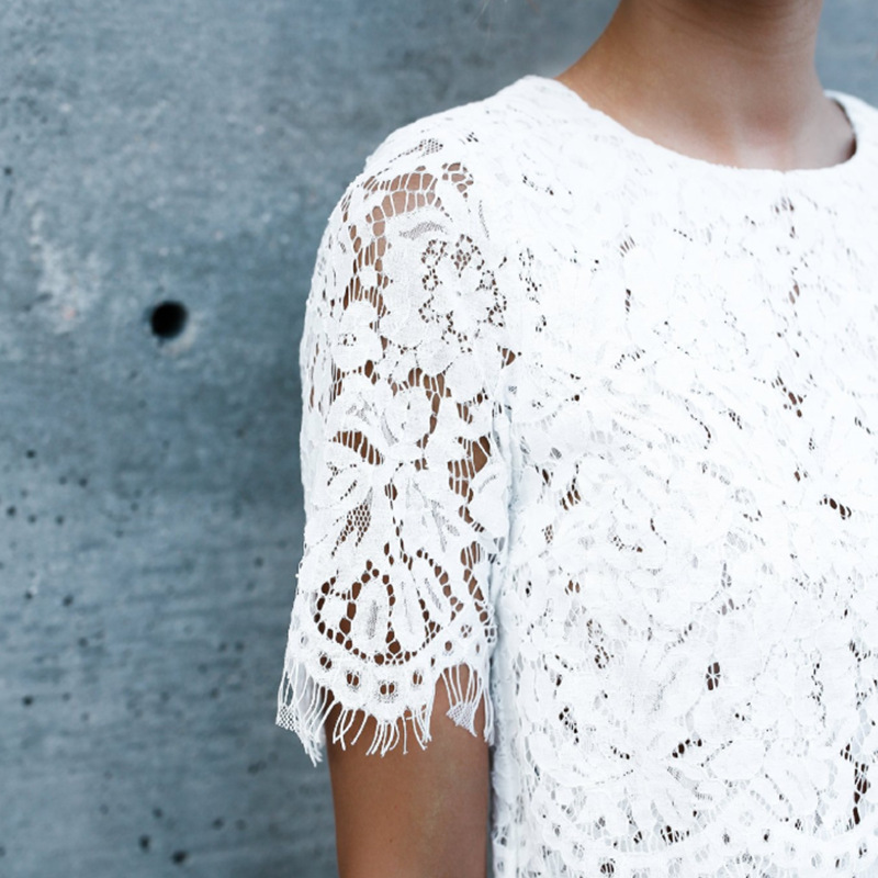 Hot Sell New Plus-Size Ladies Tops Short Sleeve Lace Short Undercoat Blouse Sexy Fashion Streetwear