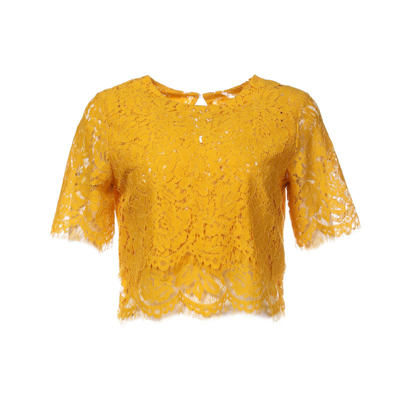 Hot Sell New Plus-Size Ladies Tops Short Sleeve Lace Short Undercoat Blouse Sexy Fashion Streetwear