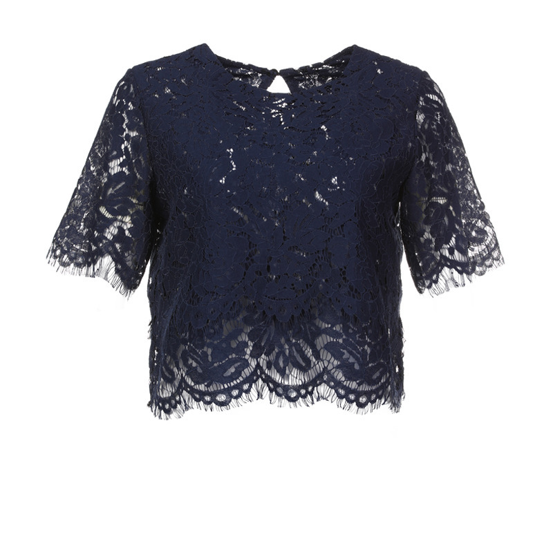 Hot Sell New Plus-Size Ladies Tops Short Sleeve Lace Short Undercoat Blouse Sexy Fashion Streetwear