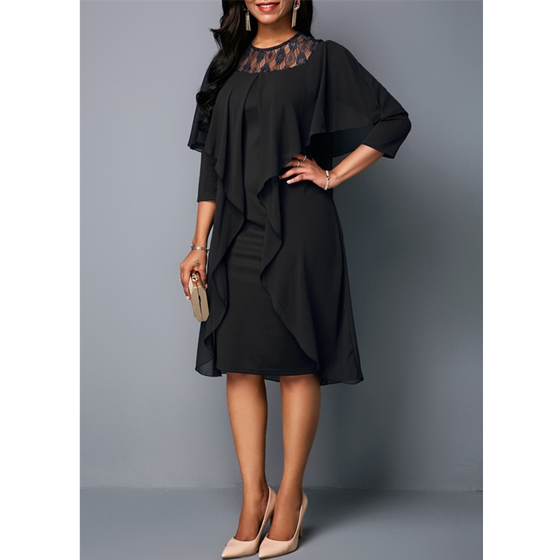 New Fashion Women's Dresses Elegant Sexy Slim Ladies Dress Seven Sleeve O-Neck Bag Hip Dress