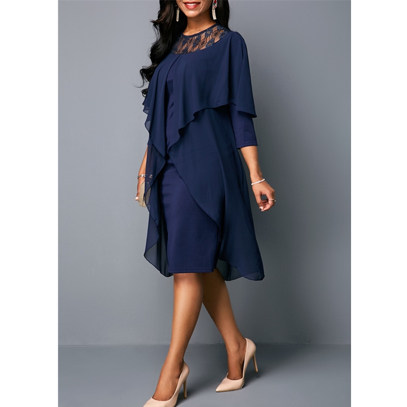 New Fashion Women's Dresses Elegant Sexy Slim Ladies Dress Seven Sleeve O-Neck Bag Hip Dress