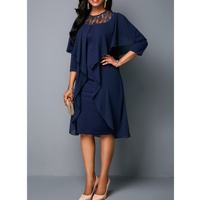New Fashion Women's Dresses Elegant Sexy Slim Ladies Dress Seven Sleeve O-Neck Bag Hip Dress