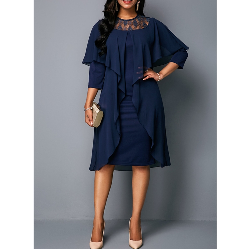 New Fashion Women's Dresses Elegant Sexy Slim Ladies Dress Seven Sleeve O-Neck Bag Hip Dress