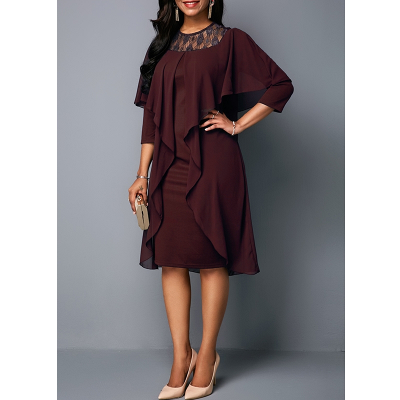 New Fashion Women's Dresses Elegant Sexy Slim Ladies Dress Seven Sleeve O-Neck Bag Hip Dress