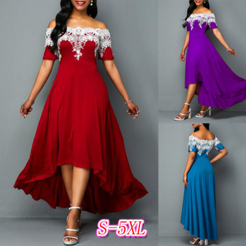 New Fashion Women's Dresses Elegant Sexy Slim Ladies Dress Short Sleeve Off-the-shoulder Dress