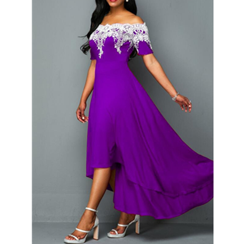 New Fashion Women's Dresses Elegant Sexy Slim Ladies Dress Short Sleeve Off-the-shoulder Dress