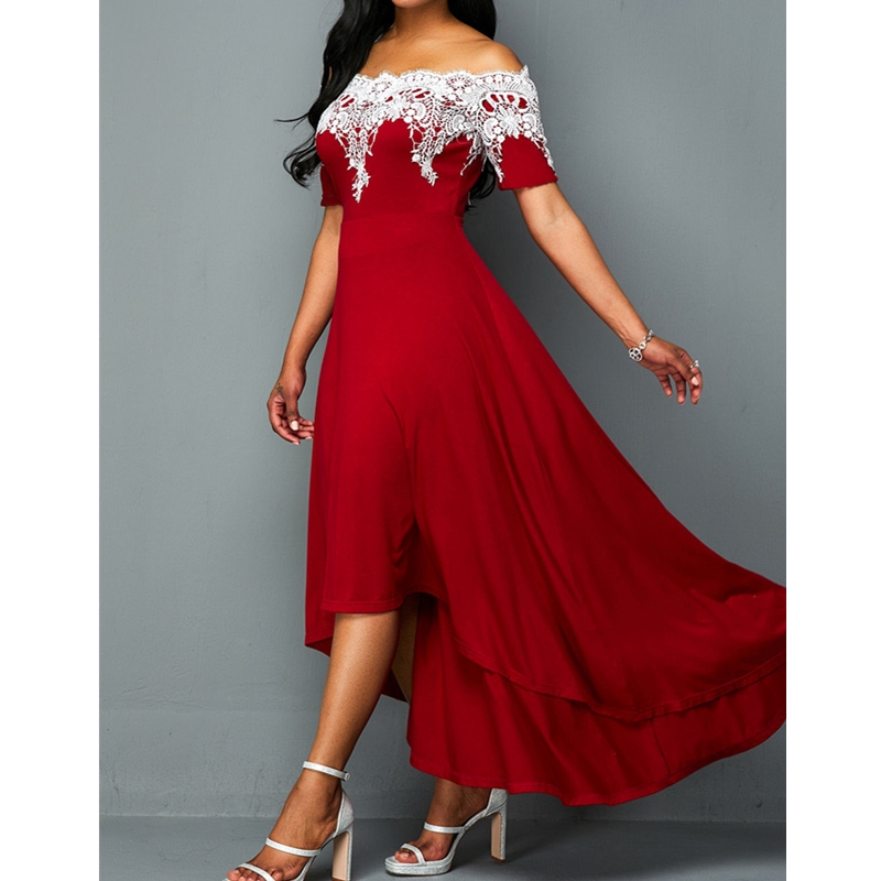 New Fashion Women's Dresses Elegant Sexy Slim Ladies Dress Short Sleeve Off-the-shoulder Dress