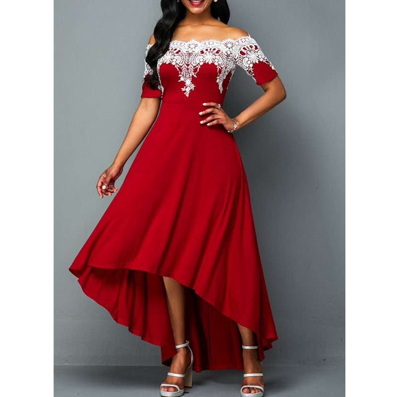 New Fashion Women's Dresses Elegant Sexy Slim Ladies Dress Short Sleeve Off-the-shoulder Dress