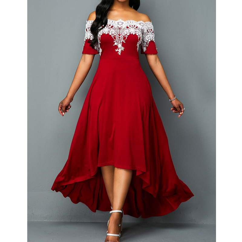 New Fashion Women's Dresses Elegant Sexy Slim Ladies Dress Short Sleeve Off-the-shoulder Dress