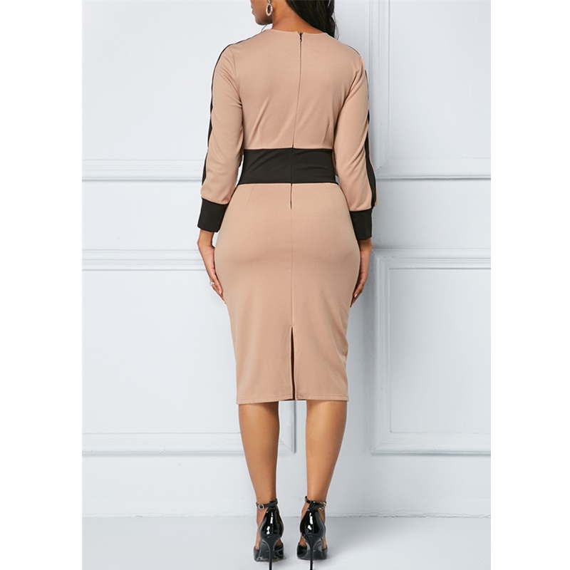 HS New Fashion Women's Dresses Elegant Sexy Slim Ladies Dress Long Sleeve O-Neck Bag Hip Dress