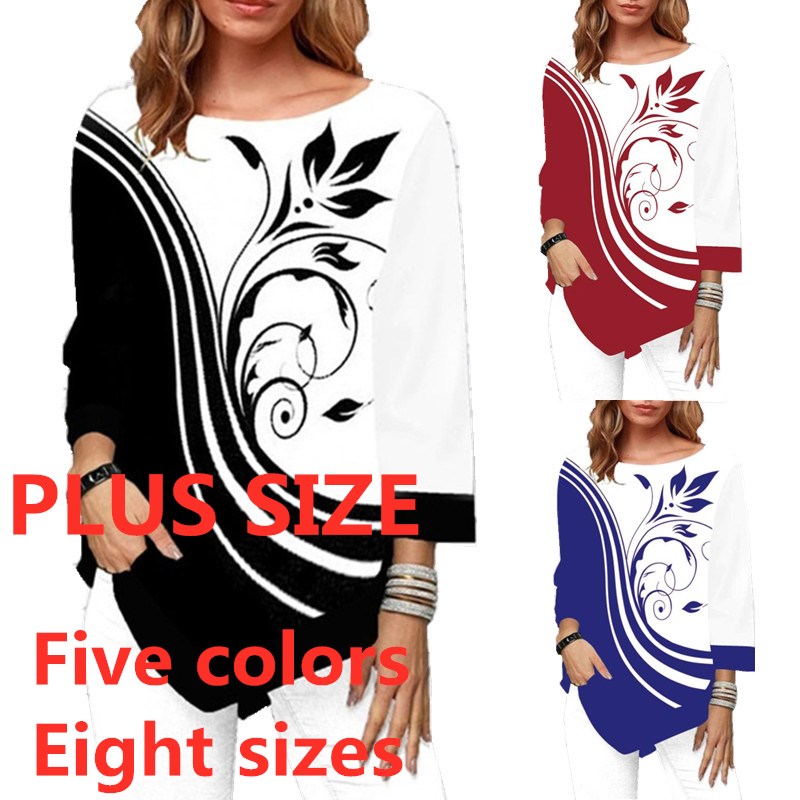 Women's Fashion Autumn Shirt Irregular Hem Long Sleeve T Shirt Casual O-Neck Ladies Tops Plus Size