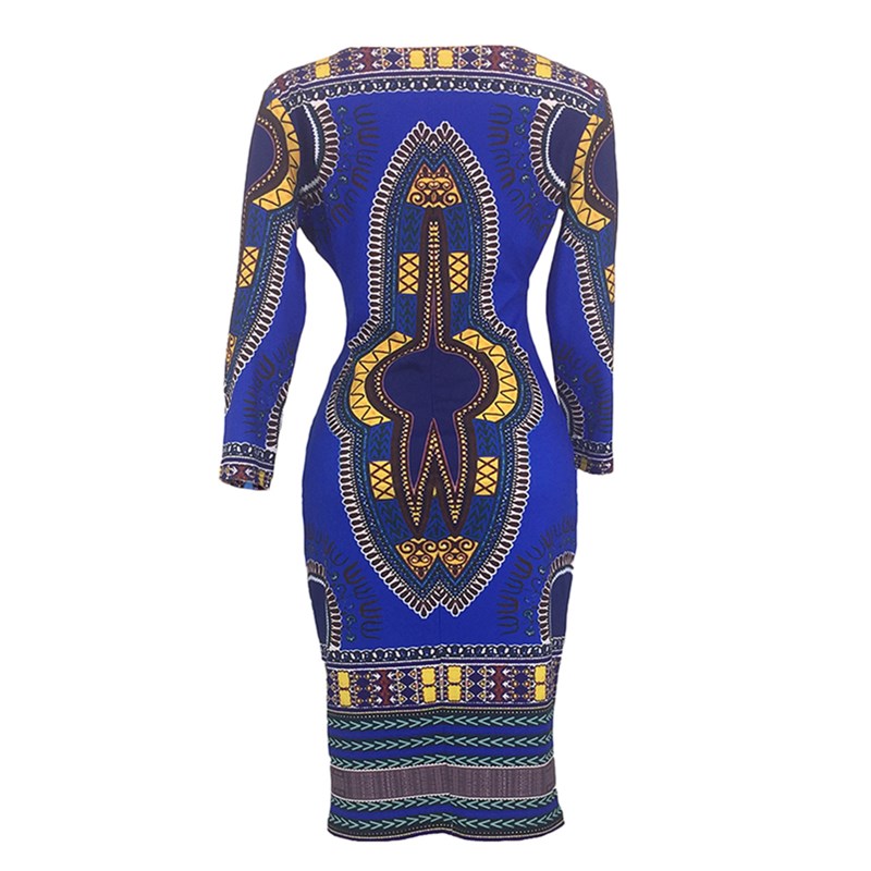 New Women's Dresses Sexy Elegant Slim Ladies Dress Ethnic Cropped Sleeve V-Neck Dress