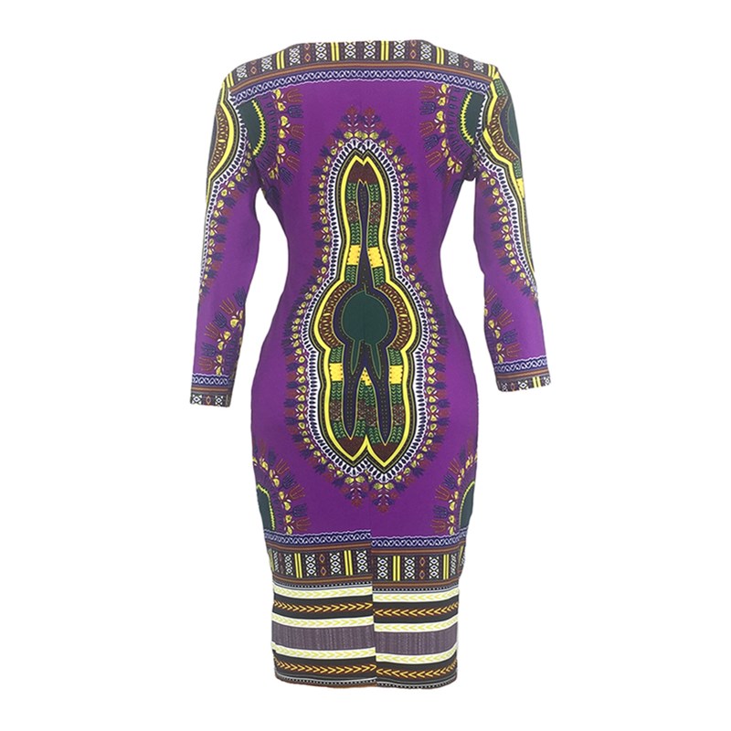 New Women's Dresses Sexy Elegant Slim Ladies Dress Ethnic Cropped Sleeve V-Neck Dress