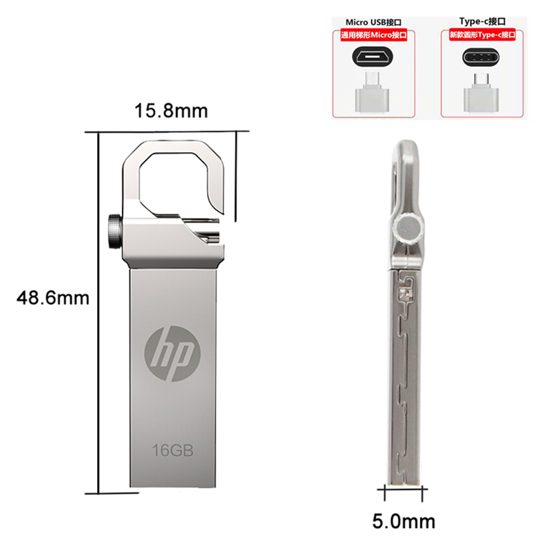 HP USB Flash Drive Metal Pendrive Plus OTG Pen Drive 16GB 32GB 64GB 128GB Flashdrive Flash Disk