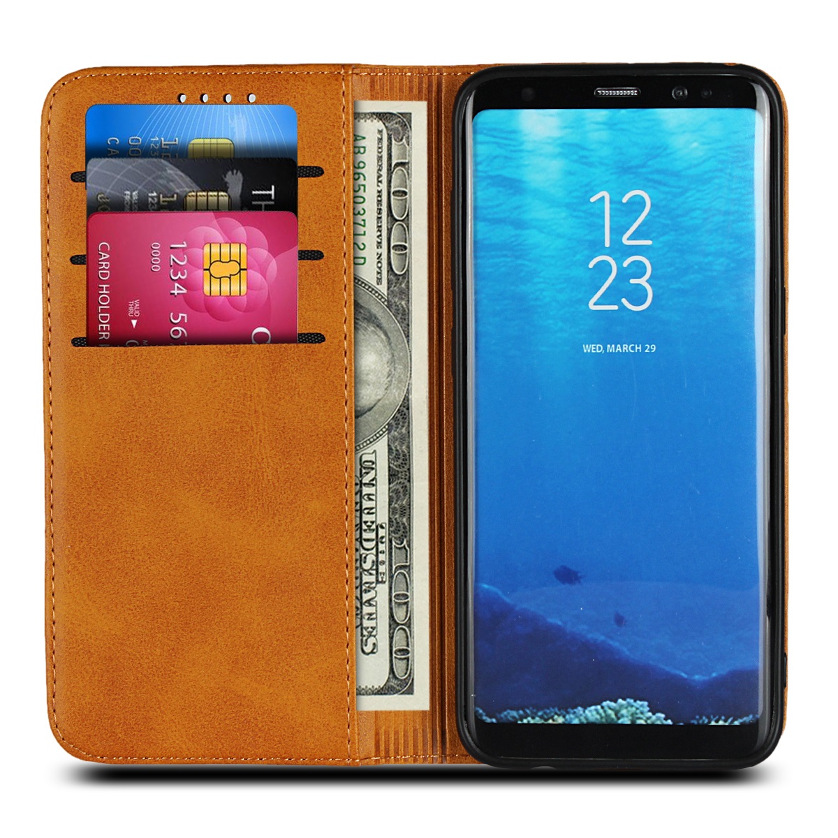 Samsung Galaxy S8/A9/NOTE9/NOTE8/A8/S9 Plus Magnetic flip wallet shockproof protective leather case