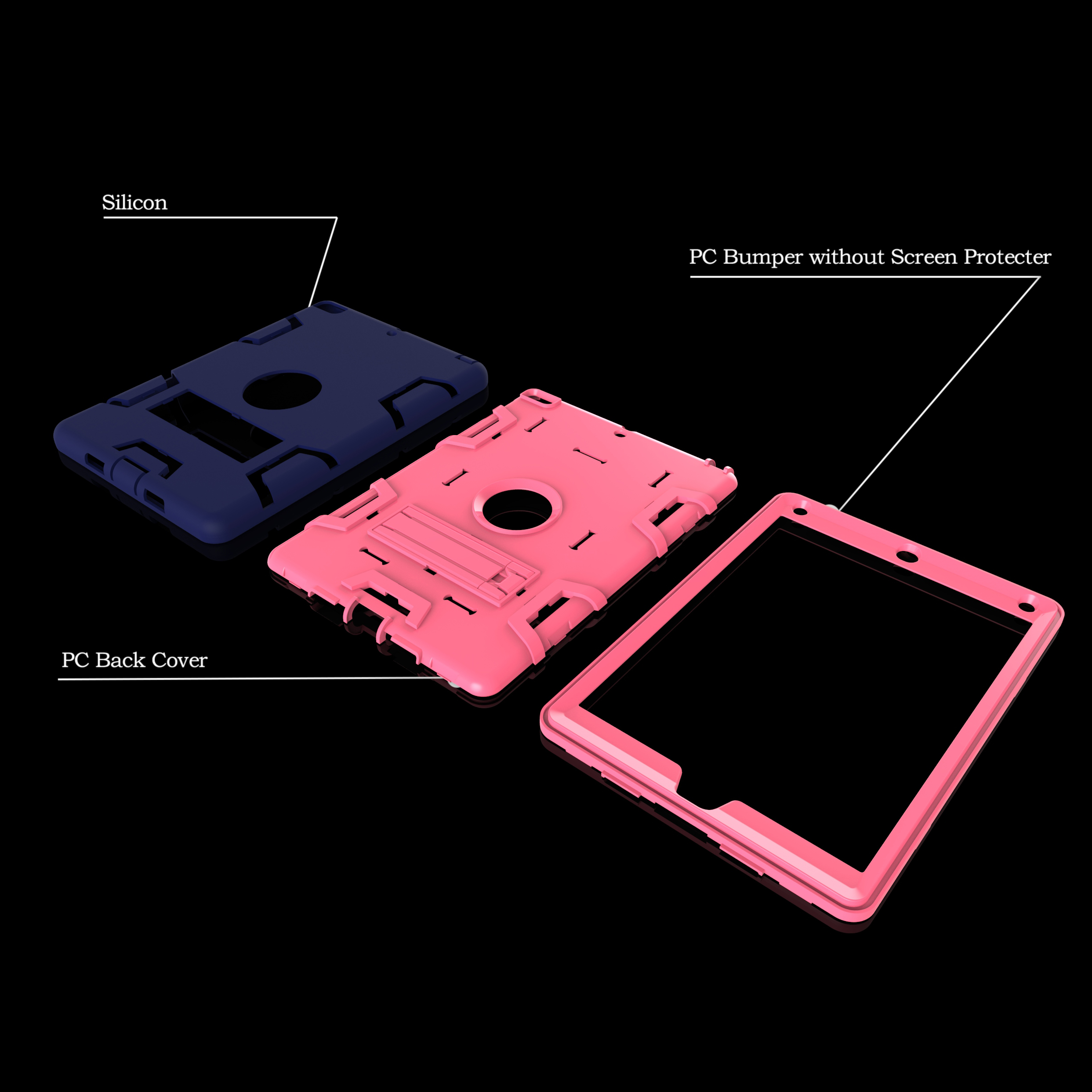 AppIe iPad pro 9.7/iPad 2 3 4/iPad mini 1 2 3 4 shockproof shatter-resistant bracket protector Cover