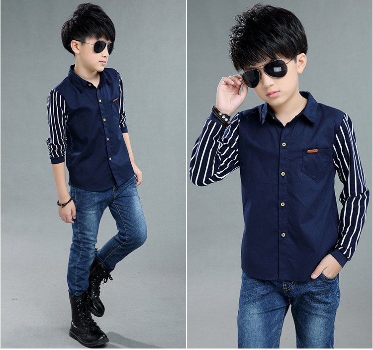 Midodo 1 Pcs Shirts For Boys Cotton Casual Children Clothes Long Sleeve Teenage School Uniform Shirt