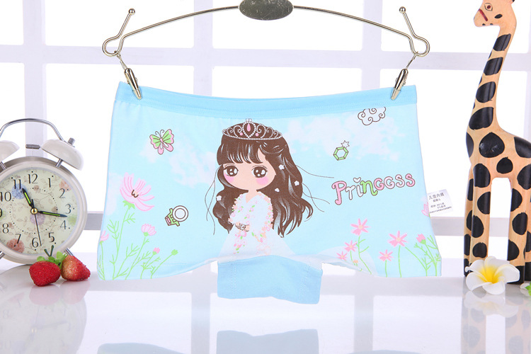 4 Pcs/pack Children Cotton Underwear Baby Girl Cartoon Printed Boxer Briefs Panties 1-11 Yrs