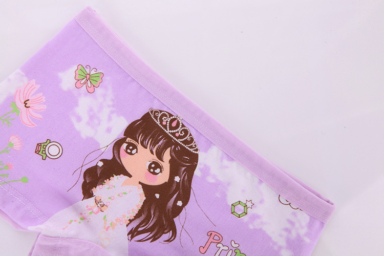 4 Pcs/pack Children Cotton Underwear Baby Girl Cartoon Printed Boxer Briefs Panties 1-11 Yrs