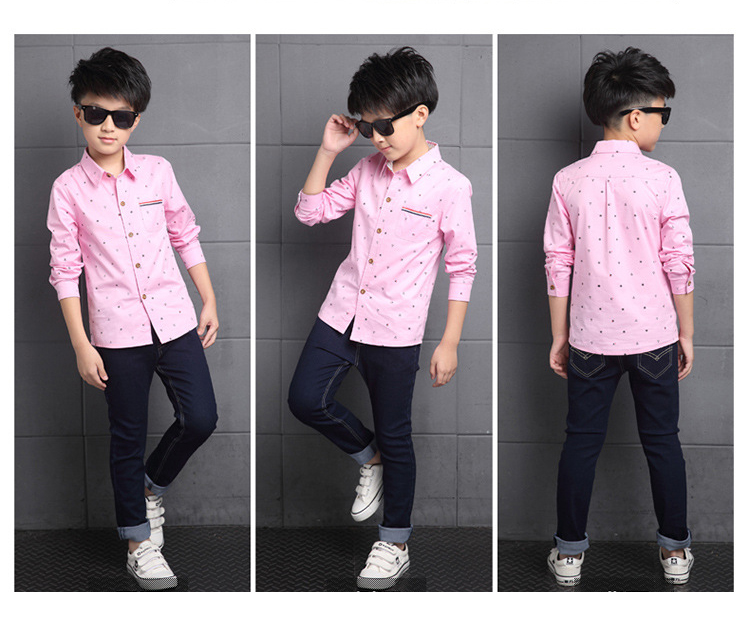 Shirt For Boys Long Sleeve School Boys Blouses Children Clothes  Kids Cotton Tops 4-14 Yrs