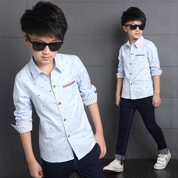 Shirt For Boys Long Sleeve School Boys Blouses Children Clothes  Kids Cotton Tops 4-14 Yrs