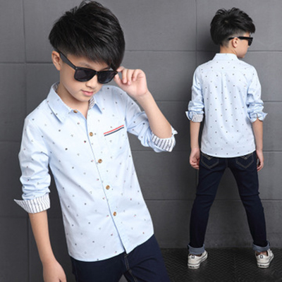 Shirt For Boys Long Sleeve School Boys Blouses Children Clothes  Kids Cotton Tops 4-14 Yrs