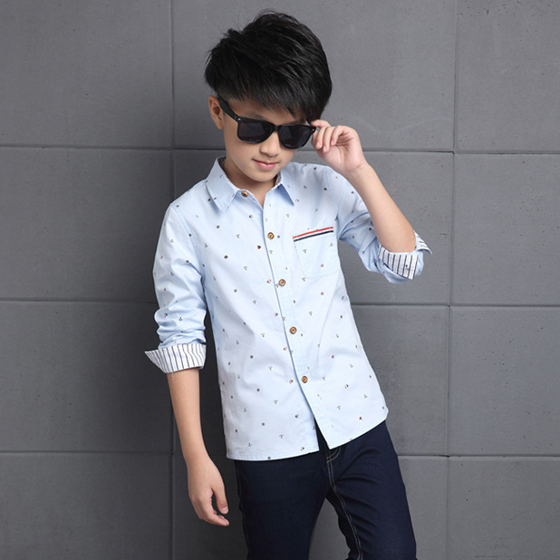 Shirt For Boys Long Sleeve School Boys Blouses Children Clothes  Kids Cotton Tops 4-14 Yrs
