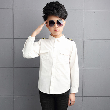 Boy Cotton Long-sleeved Shirt Fashion Tops Children Clothing Solid Color Kids Outerwear 2-14 Yrs