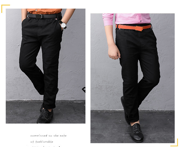 Big Boys Pants New Solid Student Straight Trousers School Uniforms for Children Clothes 4-14 Yrs