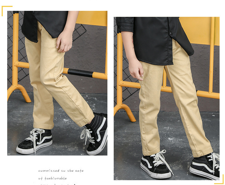 Big Boys Pants New Solid Student Straight Trousers School Uniforms for Children Clothes 4-14 Yrs