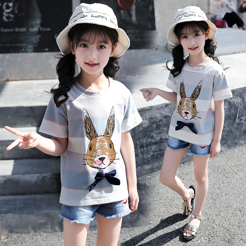 Kids Cartoon T-shirts For Girls Tops Brand Leisure Children Clothing Summer Girls T-shirts 4-12Y
