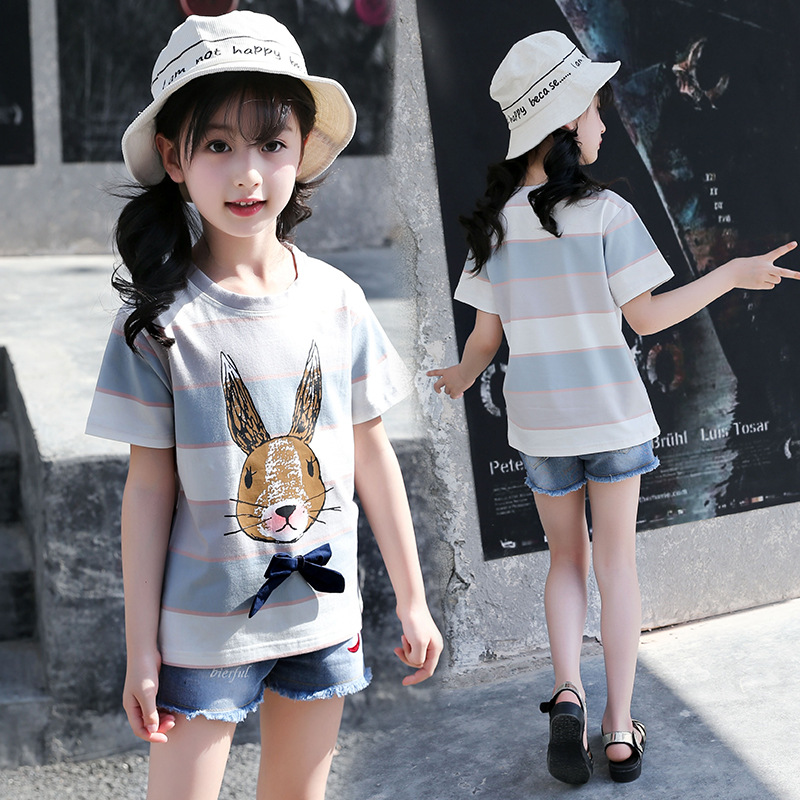 Kids Cartoon T-shirts For Girls Tops Brand Leisure Children Clothing Summer Girls T-shirts 4-12Y