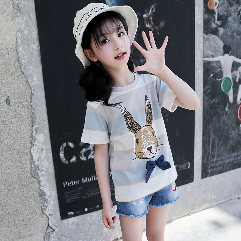 Kids Cartoon T-shirts For Girls Tops Brand Leisure Children Clothing Summer Girls T-shirts 4-12Y