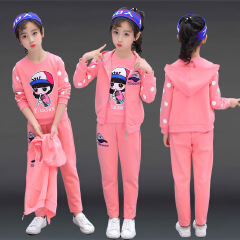 Midodo Kids Three-piece Sets For Girls Spring Autumn Girls Sportwears Hoodie Coats+T-shirts + Pants