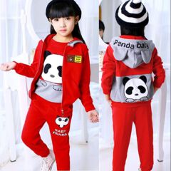 Midodo Kids Three-piece Sets For Girls Spring Autumn Girls Sportwears Hoodie Coats+T-shirts + Pants