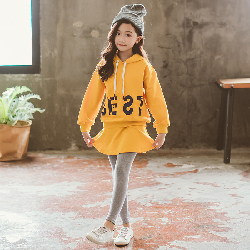 Girls Baseball Uniform Suits Fashion Long Sleeve Letter Print Sweatshirt + Skirt-pants  Casual 2Pcs