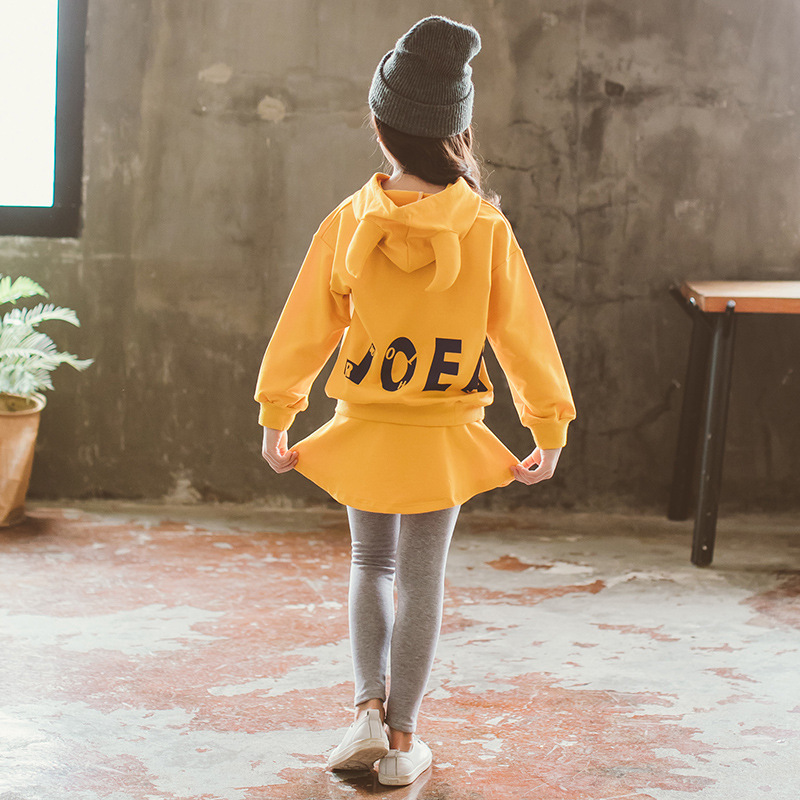Girls Baseball Uniform Suits Fashion Long Sleeve Letter Print Sweatshirt + Skirt-pants  Casual 2Pcs