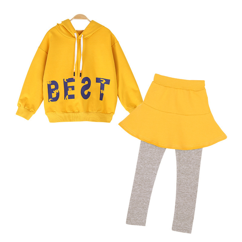 Girls Baseball Uniform Suits Fashion Long Sleeve Letter Print Sweatshirt + Skirt-pants  Casual 2Pcs