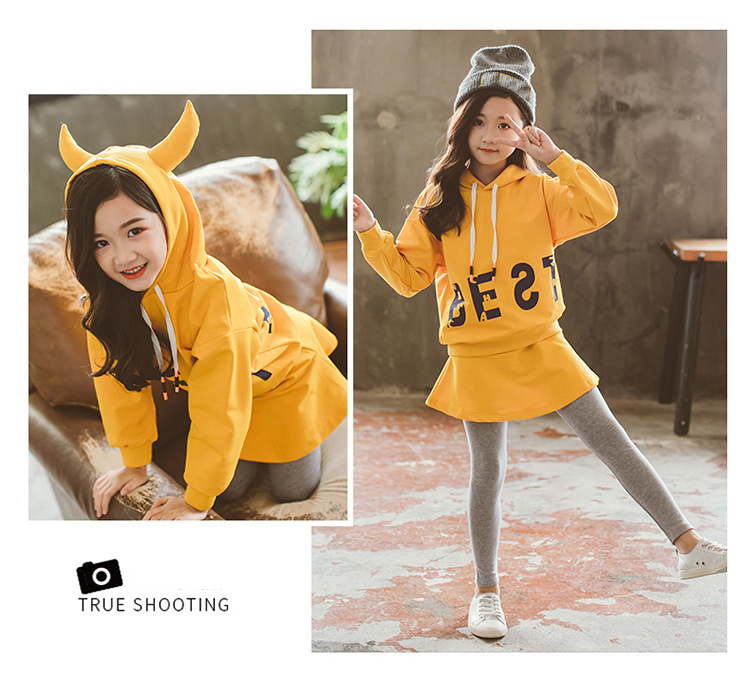 Girls Baseball Uniform Suits Fashion Long Sleeve Letter Print Sweatshirt + Skirt-pants  Casual 2Pcs